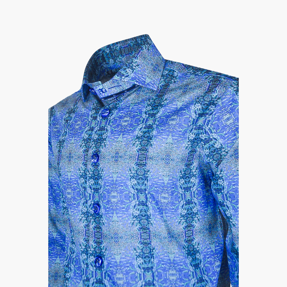 Blue & Green Monet Shirt - Angelo Galasso - Luxury Italian Menswear London