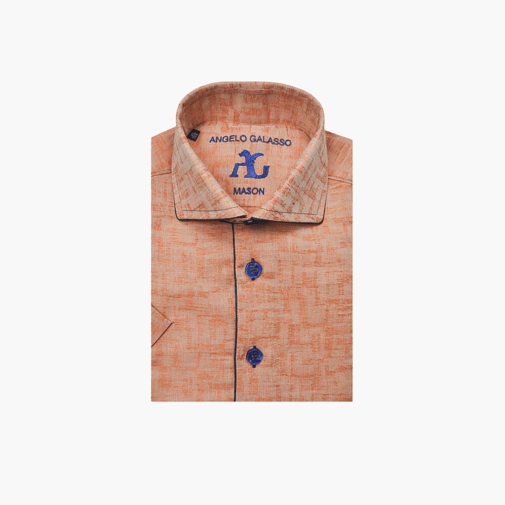 Orange Short Sleeves Mason Shirt - Angelo Galasso - Luxury Italian Menswear London