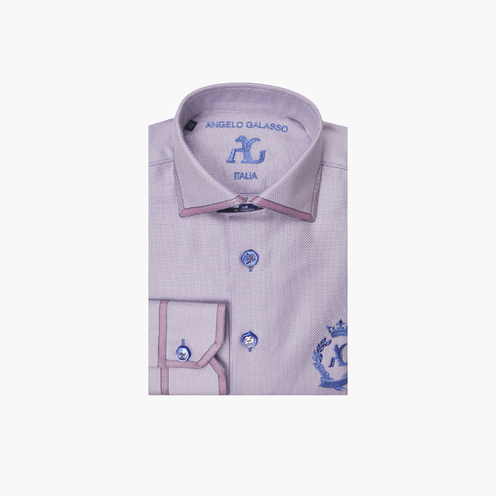 Angelo Galasso Lilac Twill Alloro Shirt - Angelo Galasso - Luxury Italian Menswear London