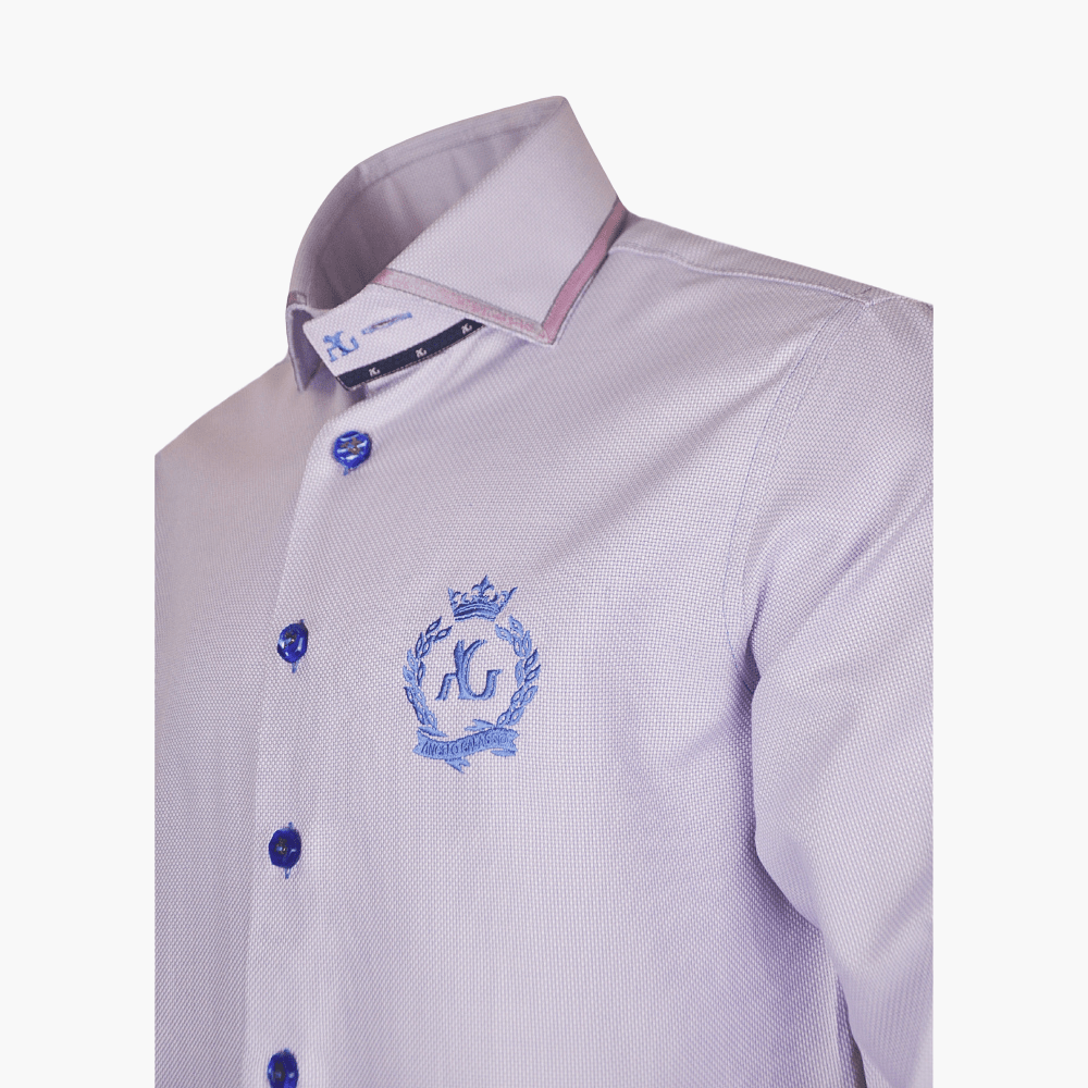 Angelo Galasso Lilac Twill Alloro Shirt - Angelo Galasso - Luxury Italian Menswear London