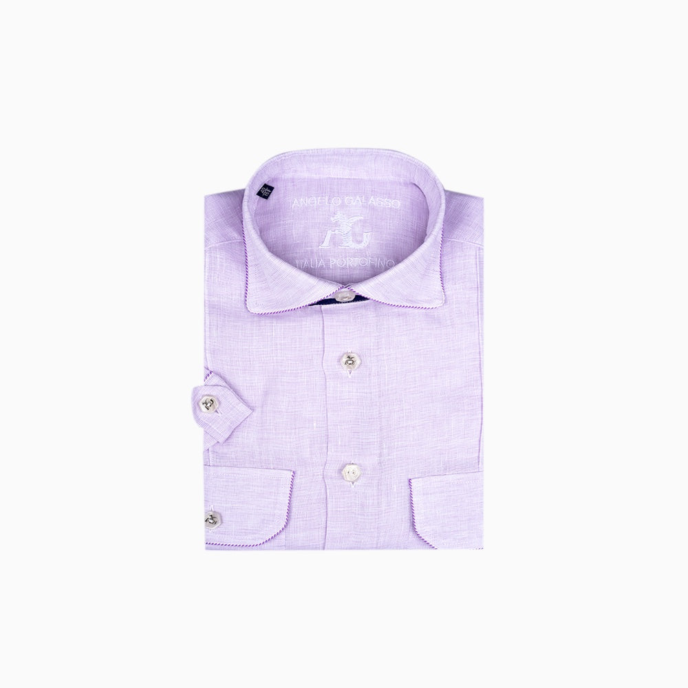 Lilac Linen Short Sleeves Shirt
