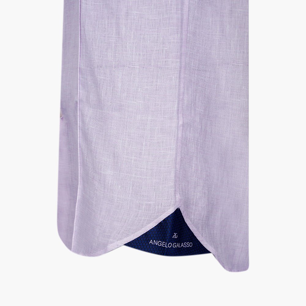Lilac Linen Short Sleeves Shirt - Angelo Galasso - Luxury Italian Menswear London