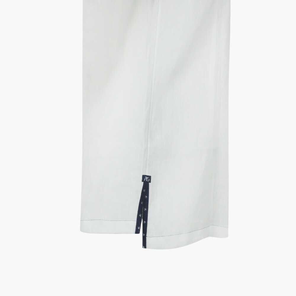 White Hexagonal Linen Short Sleeves Italia Shirt - AG24S1HAS16