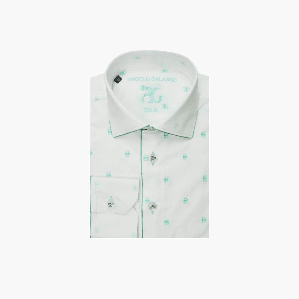 Angelo Galasso Light Green Fil Coupe Shirt - Angelo Galasso - Luxury Italian Menswear London