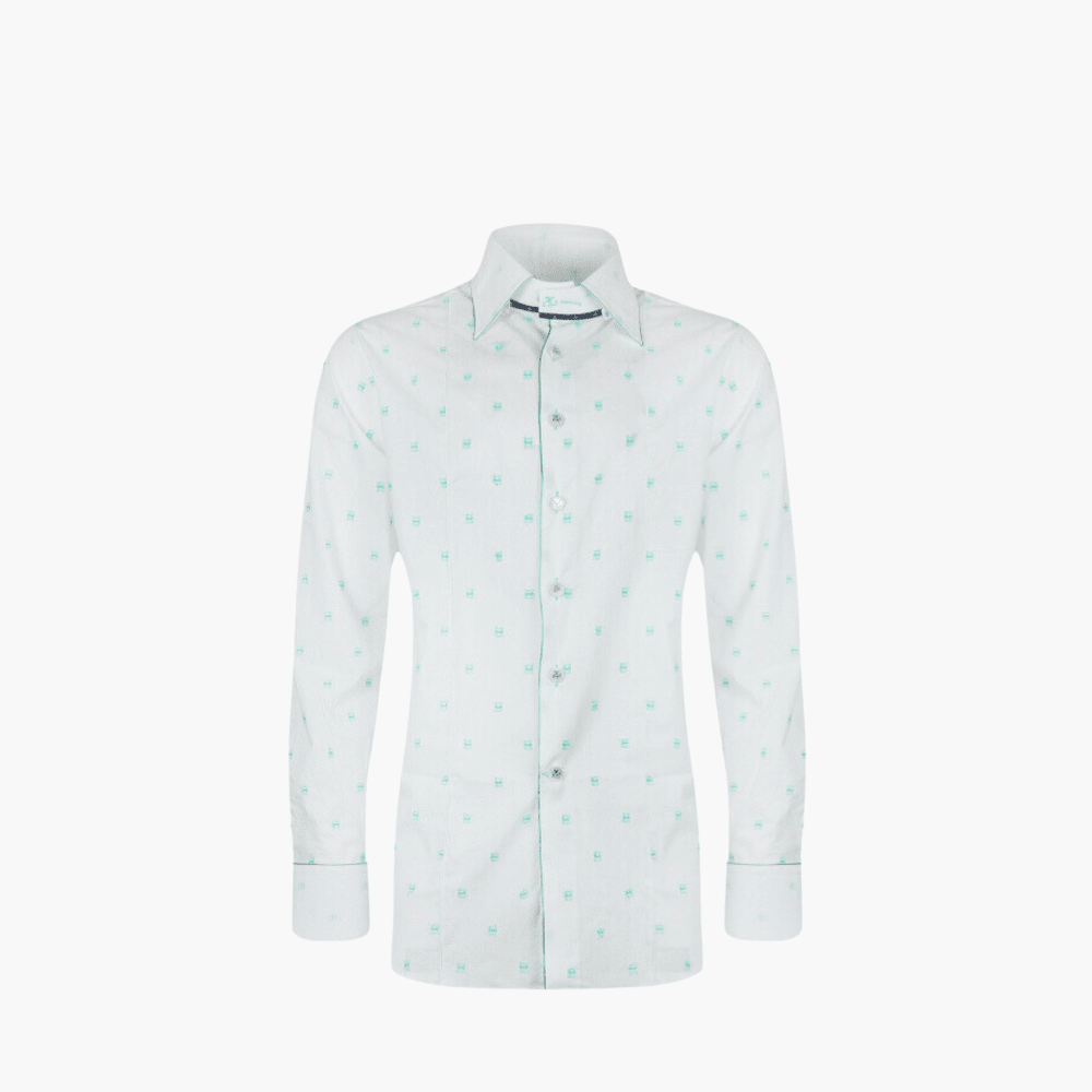 Angelo Galasso Light Green Fil Coupe Shirt - Angelo Galasso - Luxury Italian Menswear London