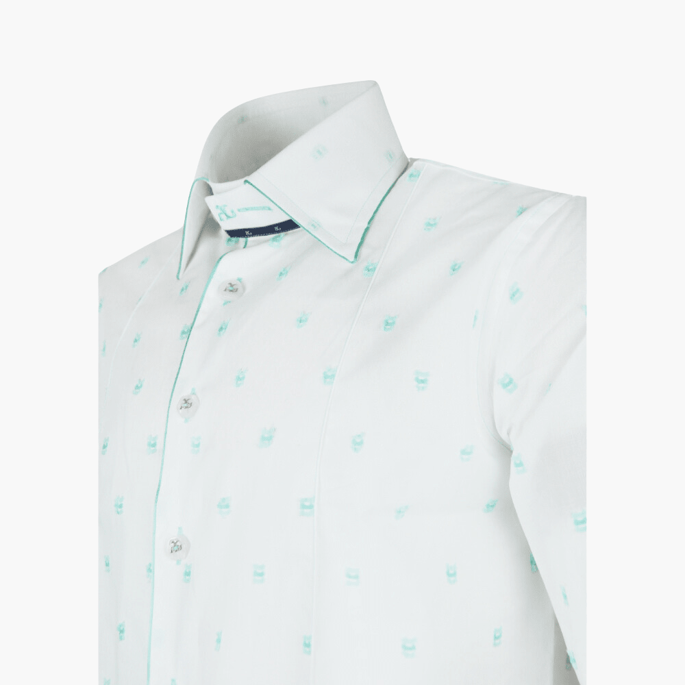 Angelo Galasso Light Green Fil Coupe Shirt - Angelo Galasso - Luxury Italian Menswear London