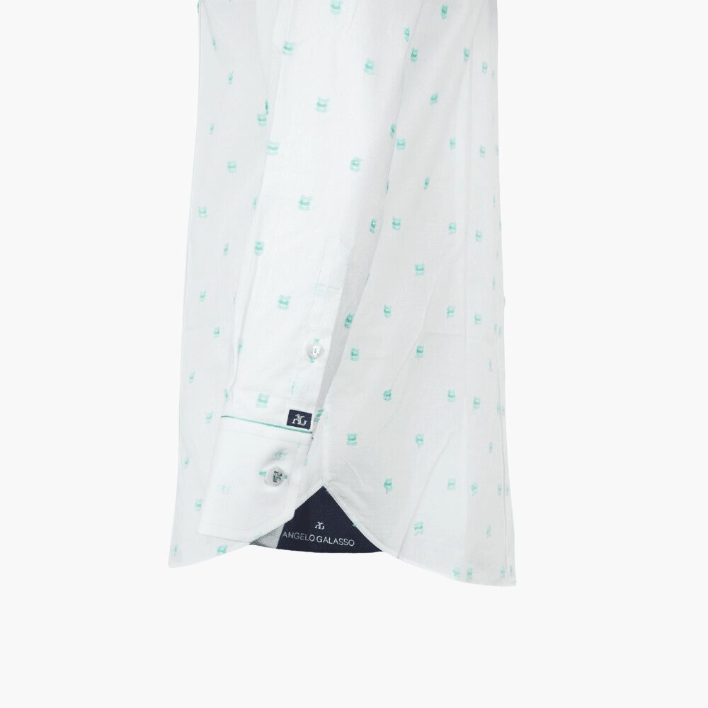 Angelo Galasso Light Green Fil Coupe Shirt - Angelo Galasso - Luxury Italian Menswear London