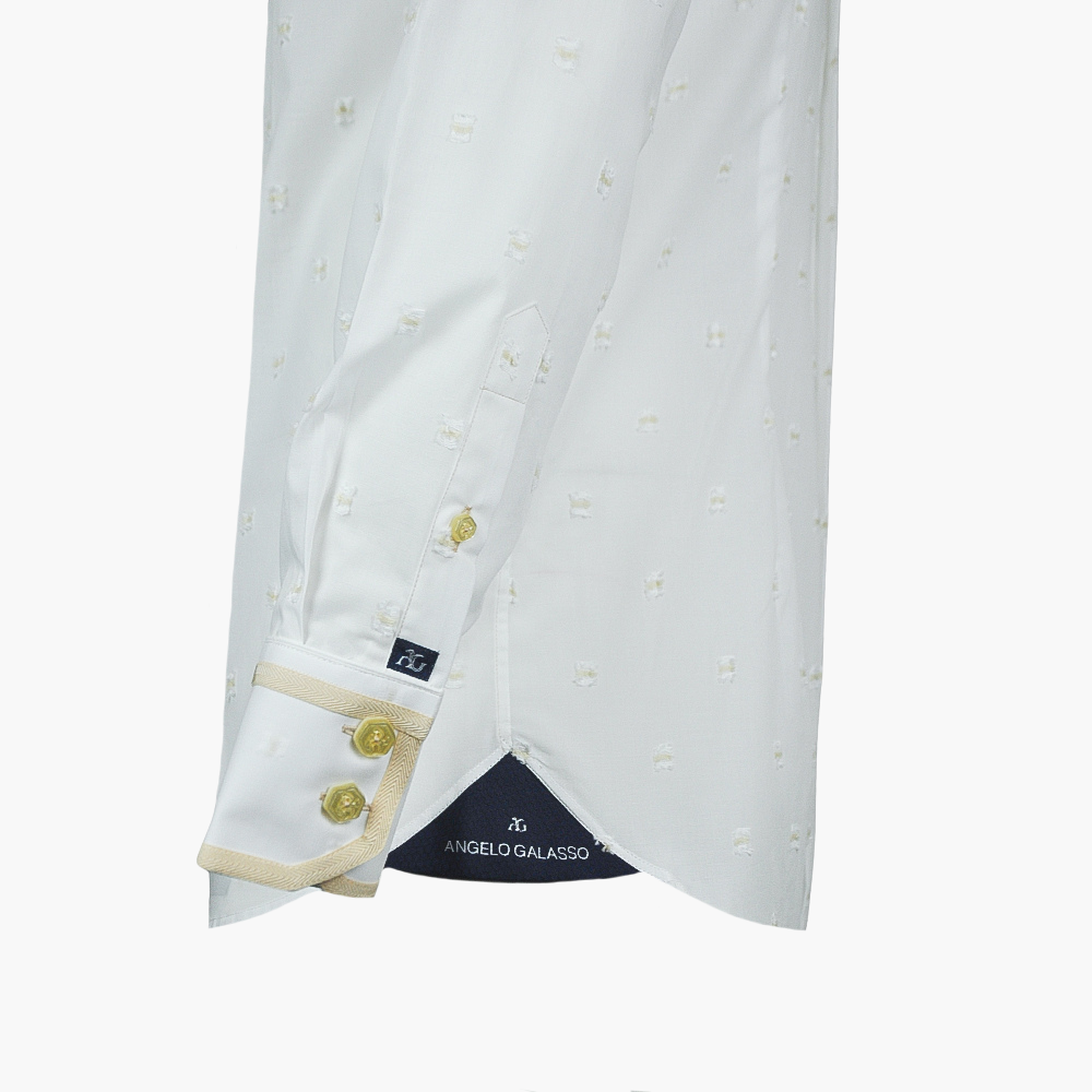 White & Beige Fil Coupe Alloro Shirt - AG24S1HAS19