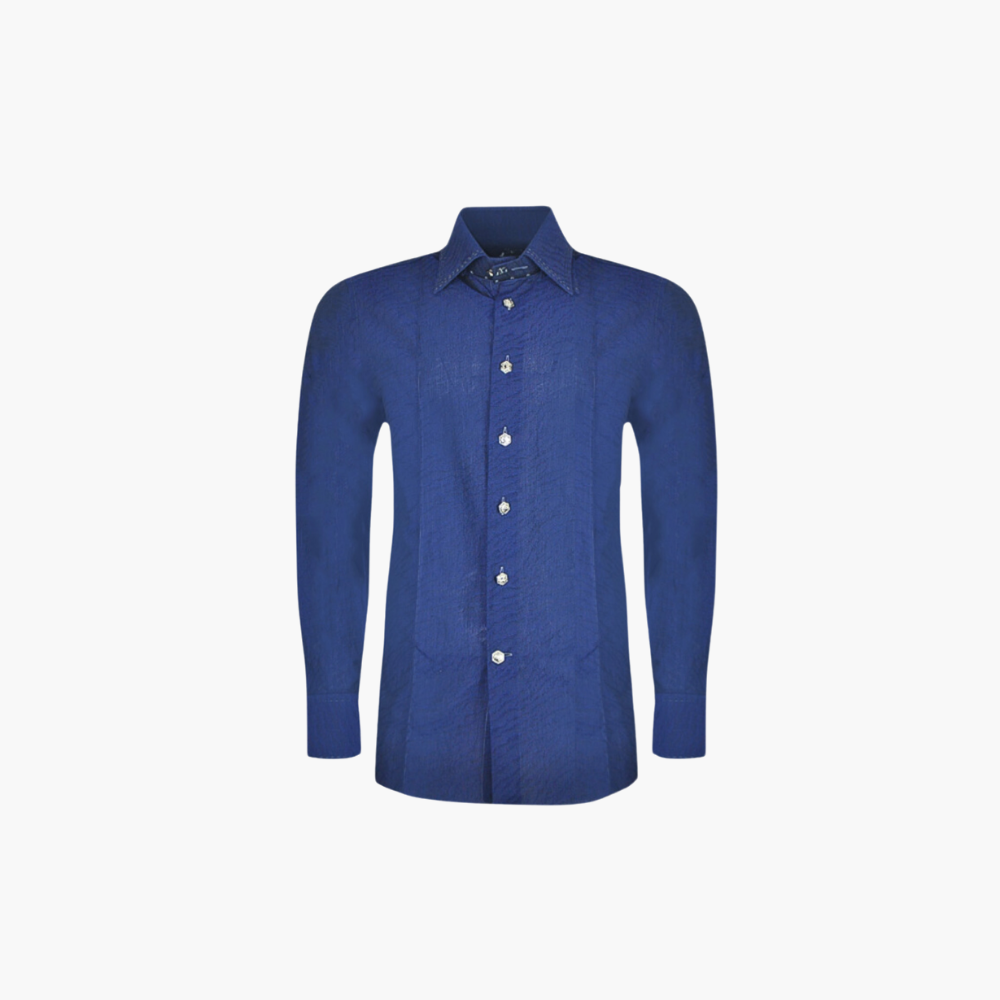 Blue Zebra Print Fil Coupé Corleone Shirt -