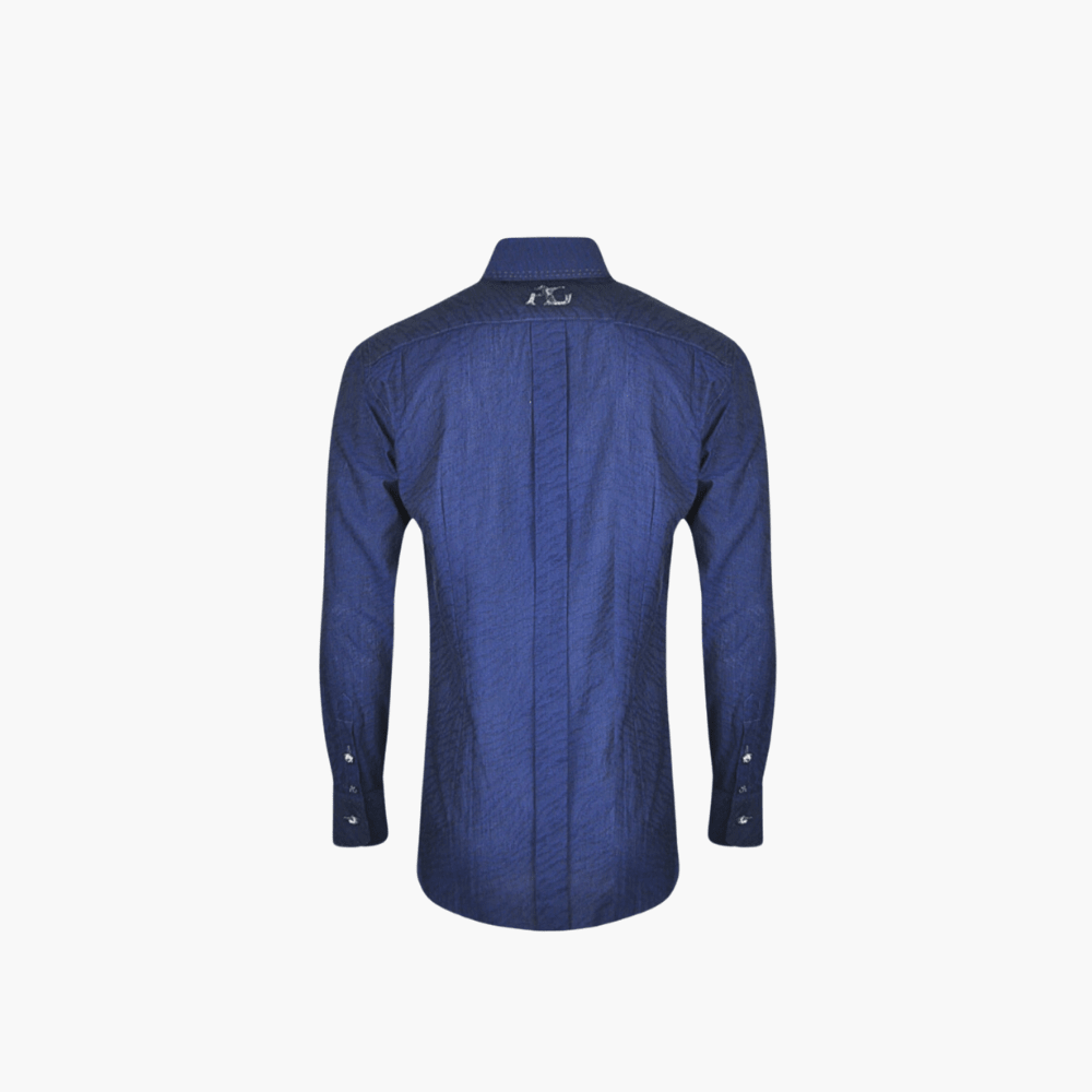 Blue Zebra Print Fil Coupé Corleone Shirt - Angelo Galasso - Luxury Italian Menswear London