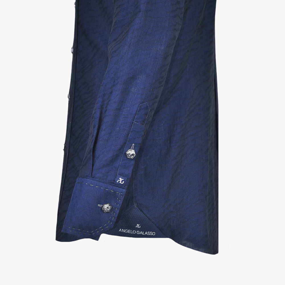 Blue Zebra Print Fil Coupé Corleone Shirt - Angelo Galasso - Luxury Italian Menswear London
