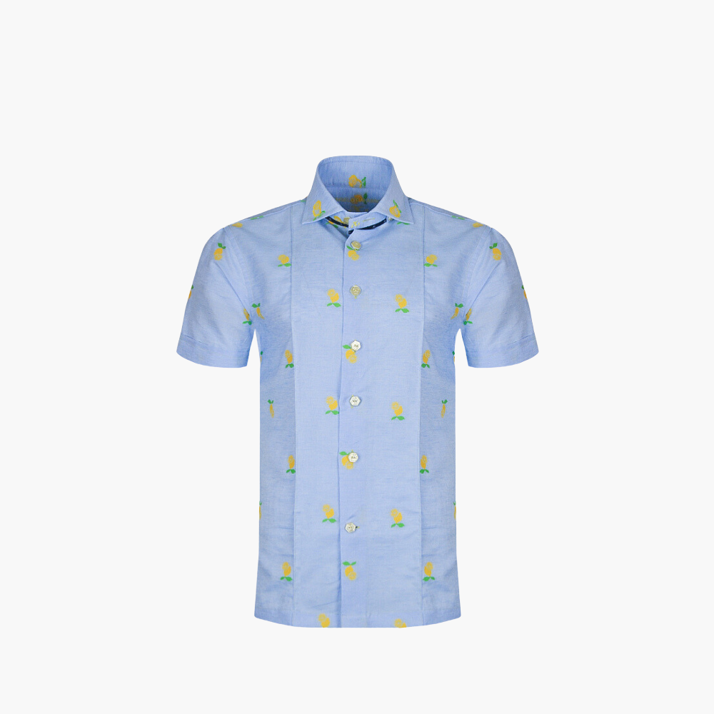 Blue Lemon Fil Coupe Linen Shirt - AG24S1HAS21