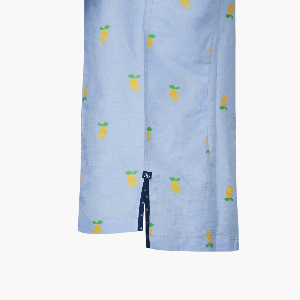 Blue Lemon Fil Coupe Linen Shirt - Angelo Galasso - Luxury Italian Menswear London