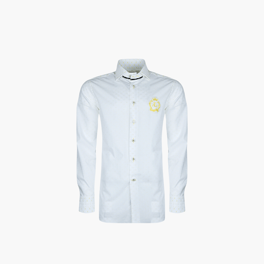 White & Yellow Fil Coupe Mason Shirt - Angelo Galasso - Luxury Italian Menswear London