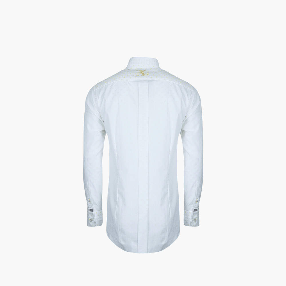 White & Yellow Fil Coupe Mason Shirt - Angelo Galasso - Luxury Italian Menswear London