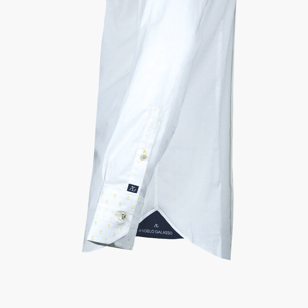 White & Yellow Fil Coupe Mason Shirt - Angelo Galasso - Luxury Italian Menswear London