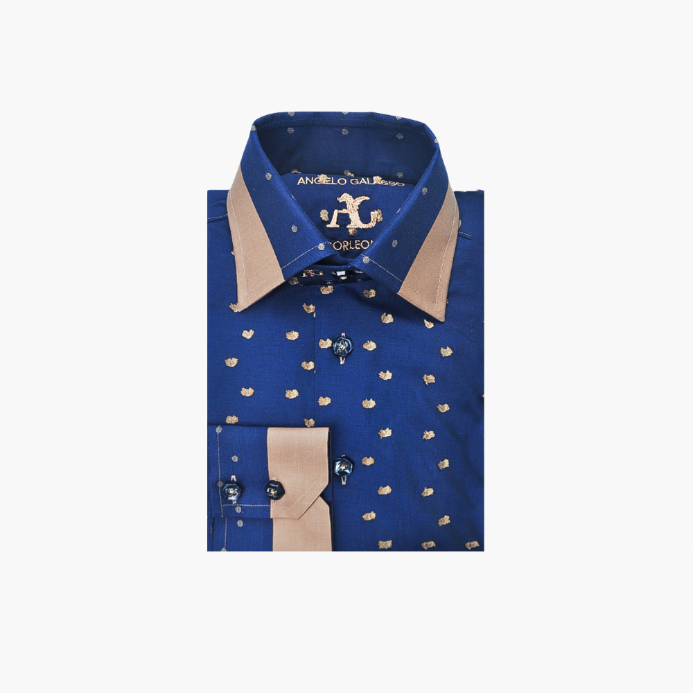 Blue & Camel Brown Fil Coupe Corleone Shirt -