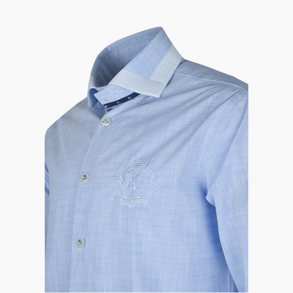 Light Blue Alloro Linen Mason Shirt - Angelo Galasso - Luxury Italian Menswear London
