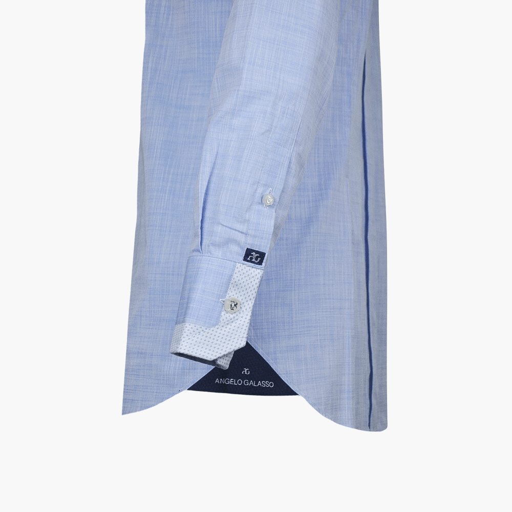 Light Blue Alloro Linen Mason Shirt - Angelo Galasso - Luxury Italian Menswear London