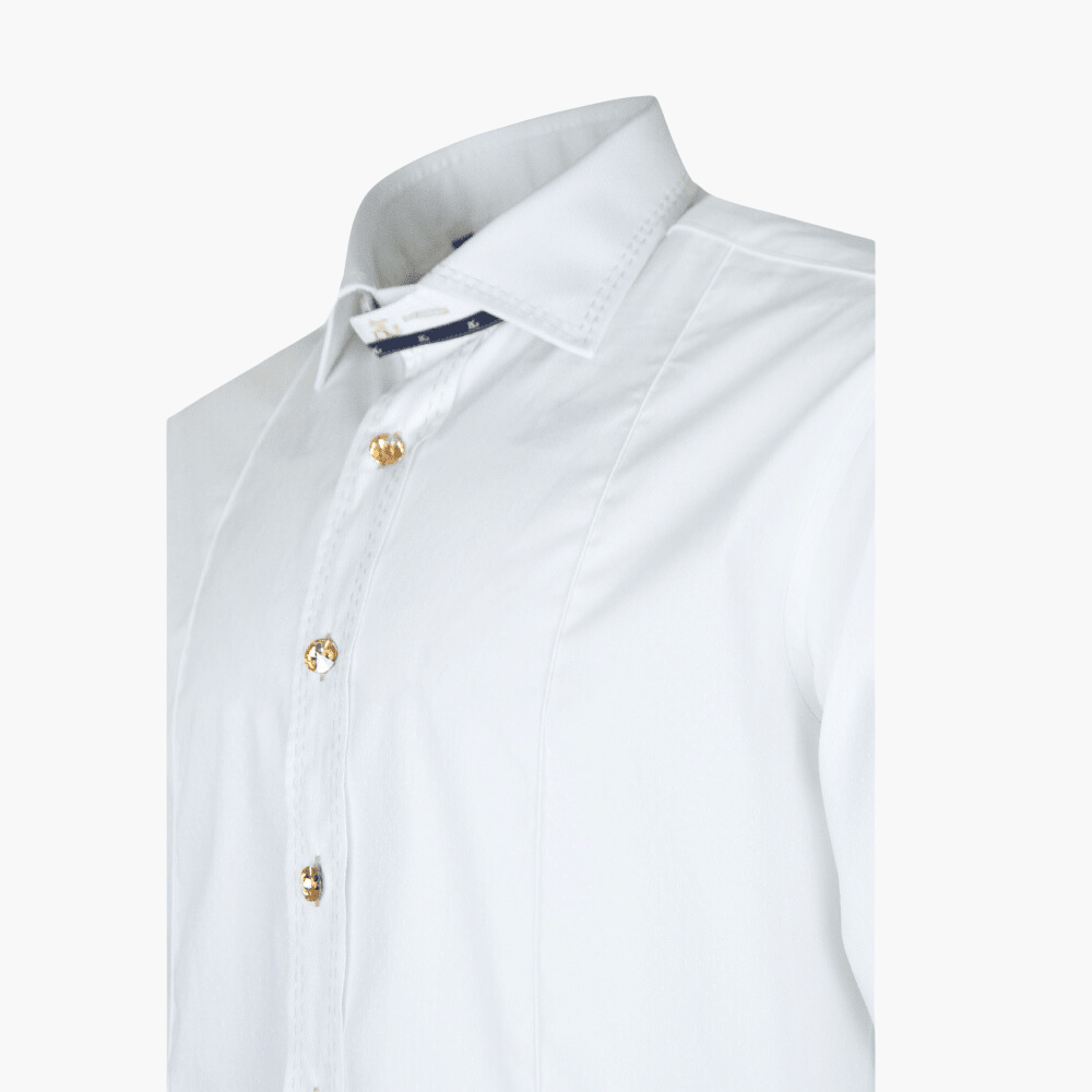 White & Gold Swarovski Shirt - Angelo Galasso - Luxury Italian Menswear London