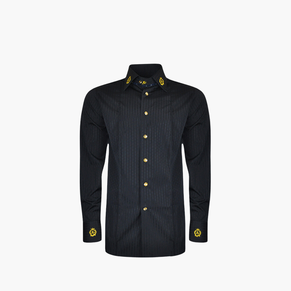 Black Stripes Gold Alloro Corleone Shirt - AG24S1HAS28