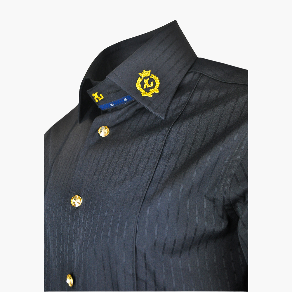 Black Stripes Gold Alloro Corleone Shirt - AG24S1HAS28