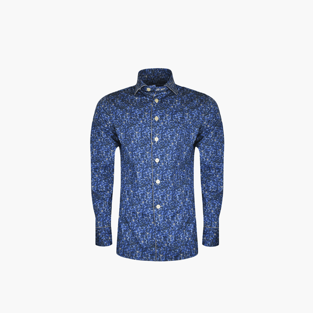 Blue Malachite AG Custom Print Mason Shirt - Angelo Galasso - Luxury Italian Menswear London