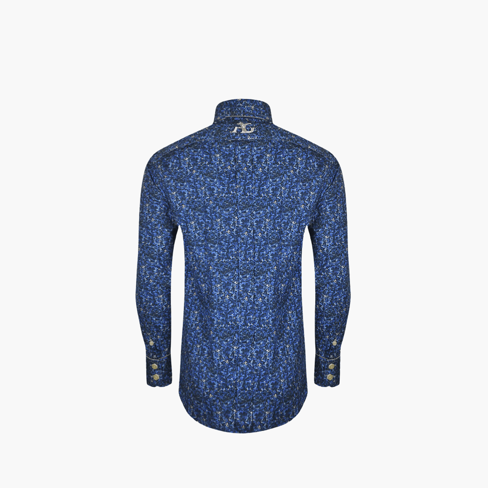 Blue Malachite AG Custom Print Mason Shirt - Angelo Galasso - Luxury Italian Menswear London