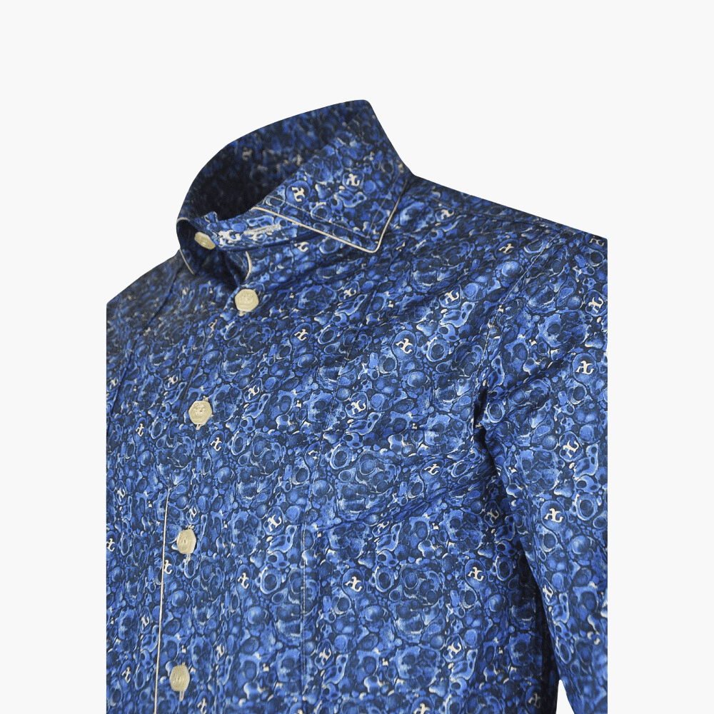 Blue Malachite AG Custom Print Mason Shirt - Angelo Galasso - Luxury Italian Menswear London
