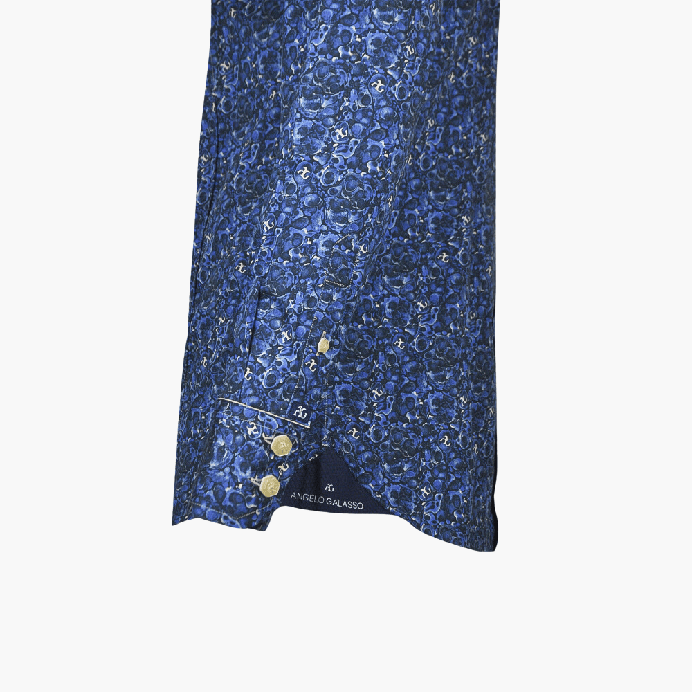 Blue Malachite AG Custom Print Mason Shirt - Angelo Galasso - Luxury Italian Menswear London
