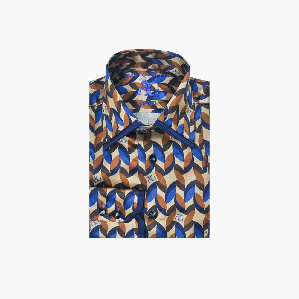 Brown & Blue Custom Print Caputi Shirt - AG24S1HAS32