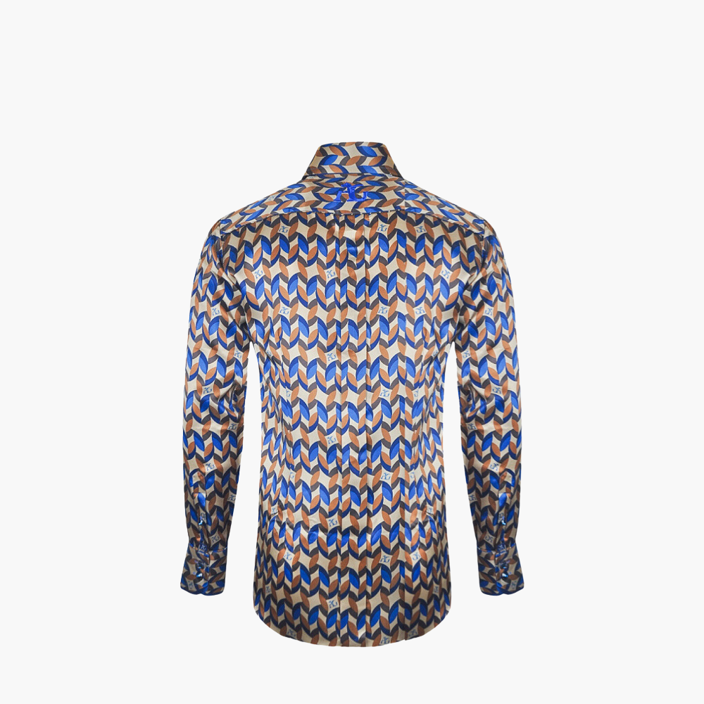 Brown & Blue Custom Print Caputi Shirt - AG24S1HAS32
