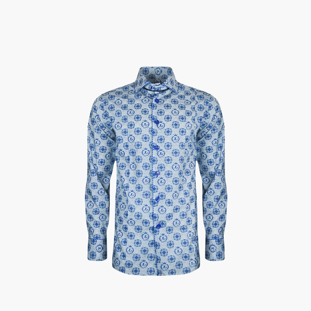 Blue & Grey Alloro Print Shirt -