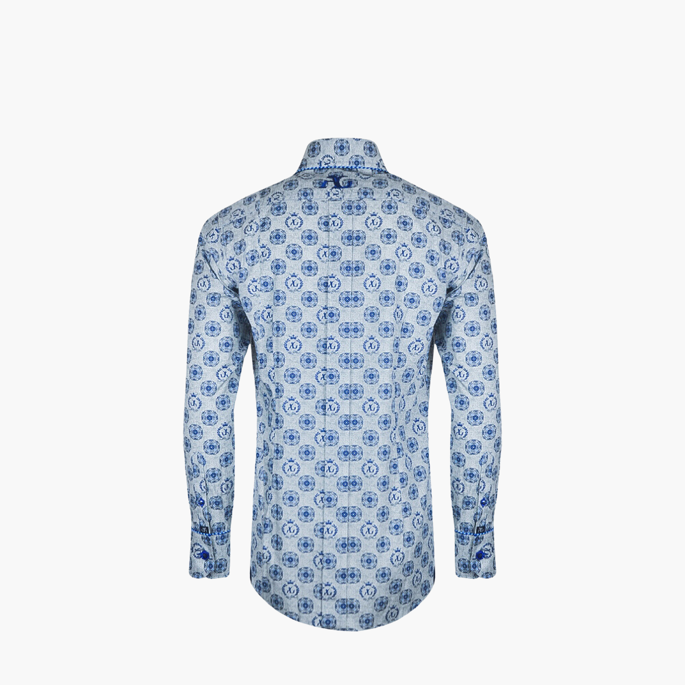 Blue & Grey Alloro Print Shirt -