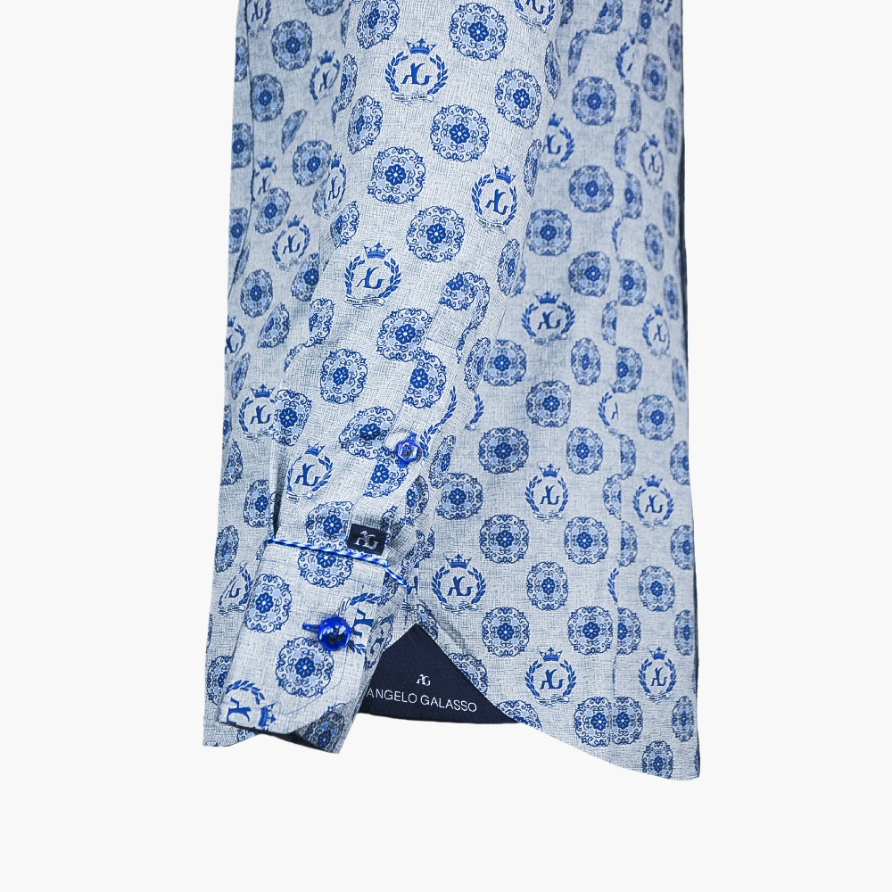 Blue & Grey Alloro Print Shirt -