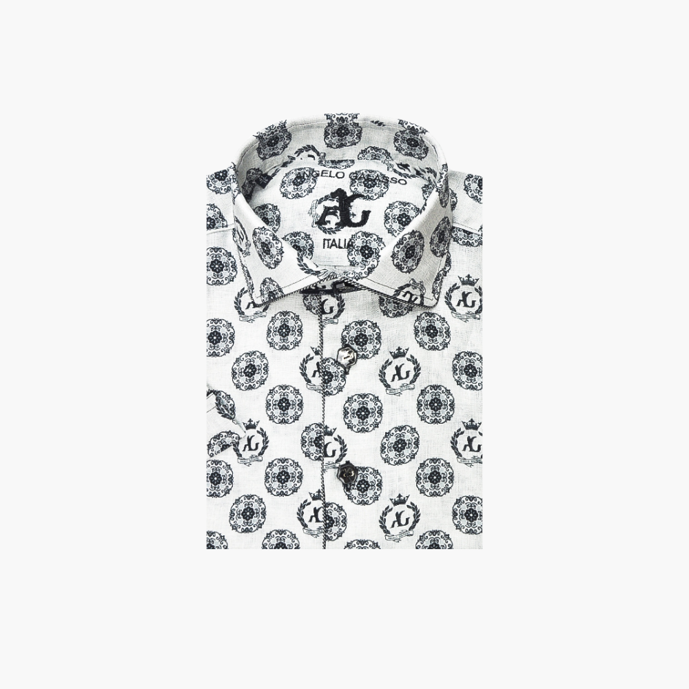 Black & Grey Alloro Print Short Sleeves - AG24S1HAS35