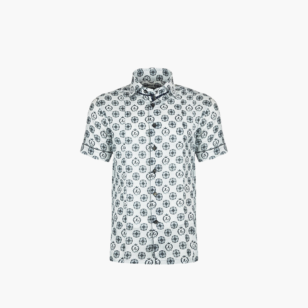 Black & Grey Alloro Print Short Sleeves - AG24S1HAS35