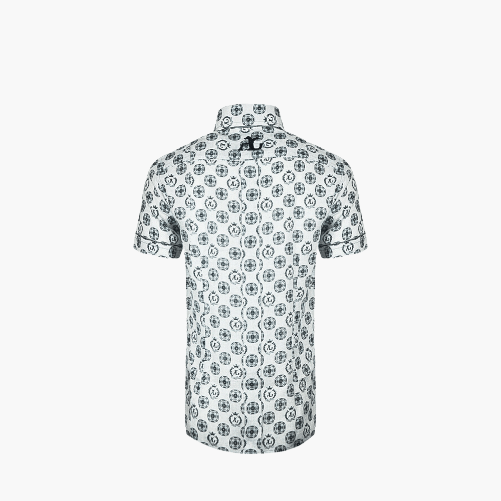 Black & Grey Alloro Print Short Sleeves - Angelo Galasso - Luxury Italian Menswear London