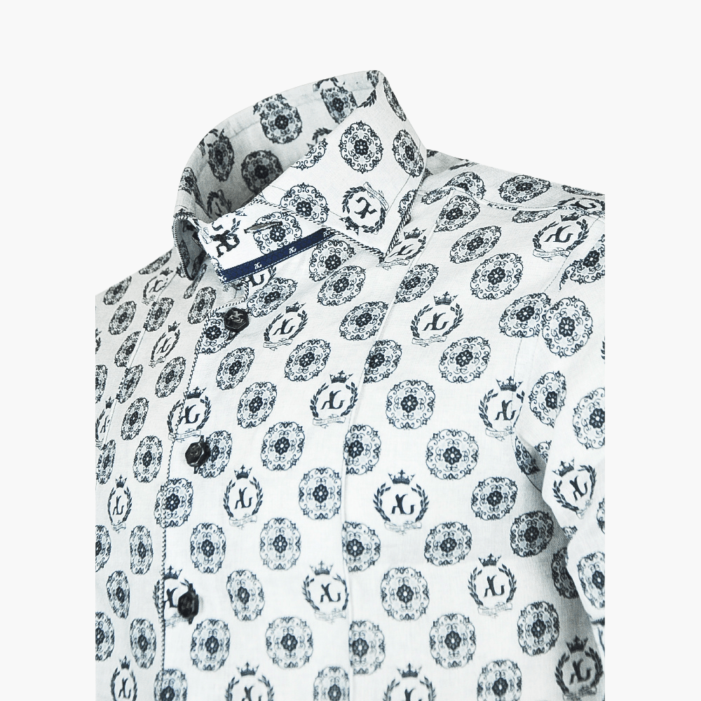 Black & Grey Alloro Print Short Sleeves - Angelo Galasso - Luxury Italian Menswear London