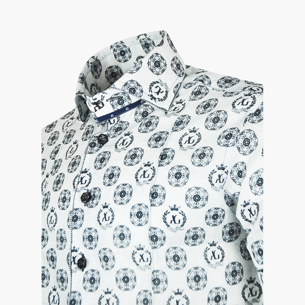 Black & Grey Alloro Print Short Sleeves - AG24S1HAS35