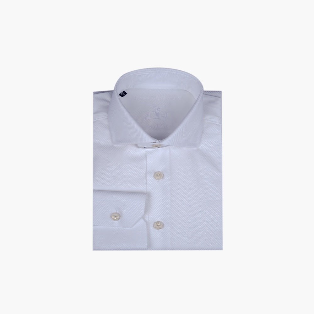 White Twill Mason Shirt - Angelo Galasso - Luxury Italian Menswear London