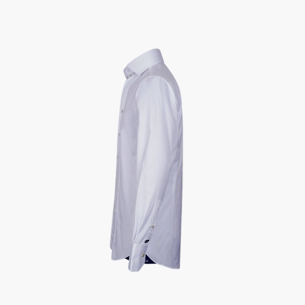 White Twill Mason Shirt - Angelo Galasso - Luxury Italian Menswear London