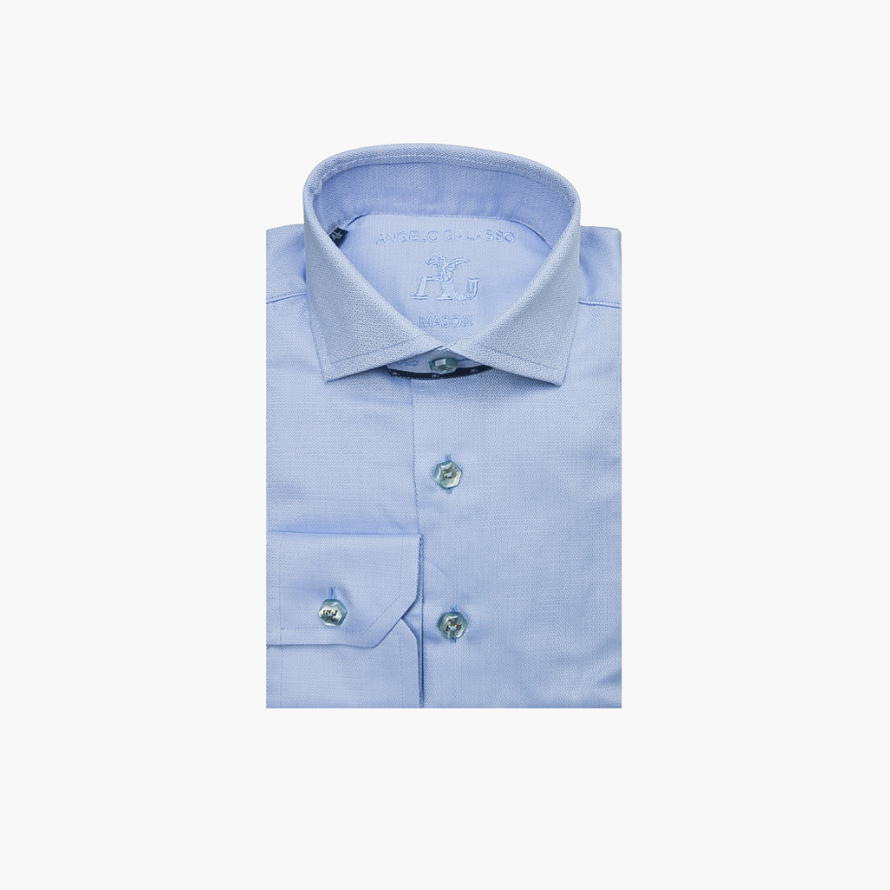 Light Blue Herringbone Twill Mason Shirt - AG24S1HASCO10