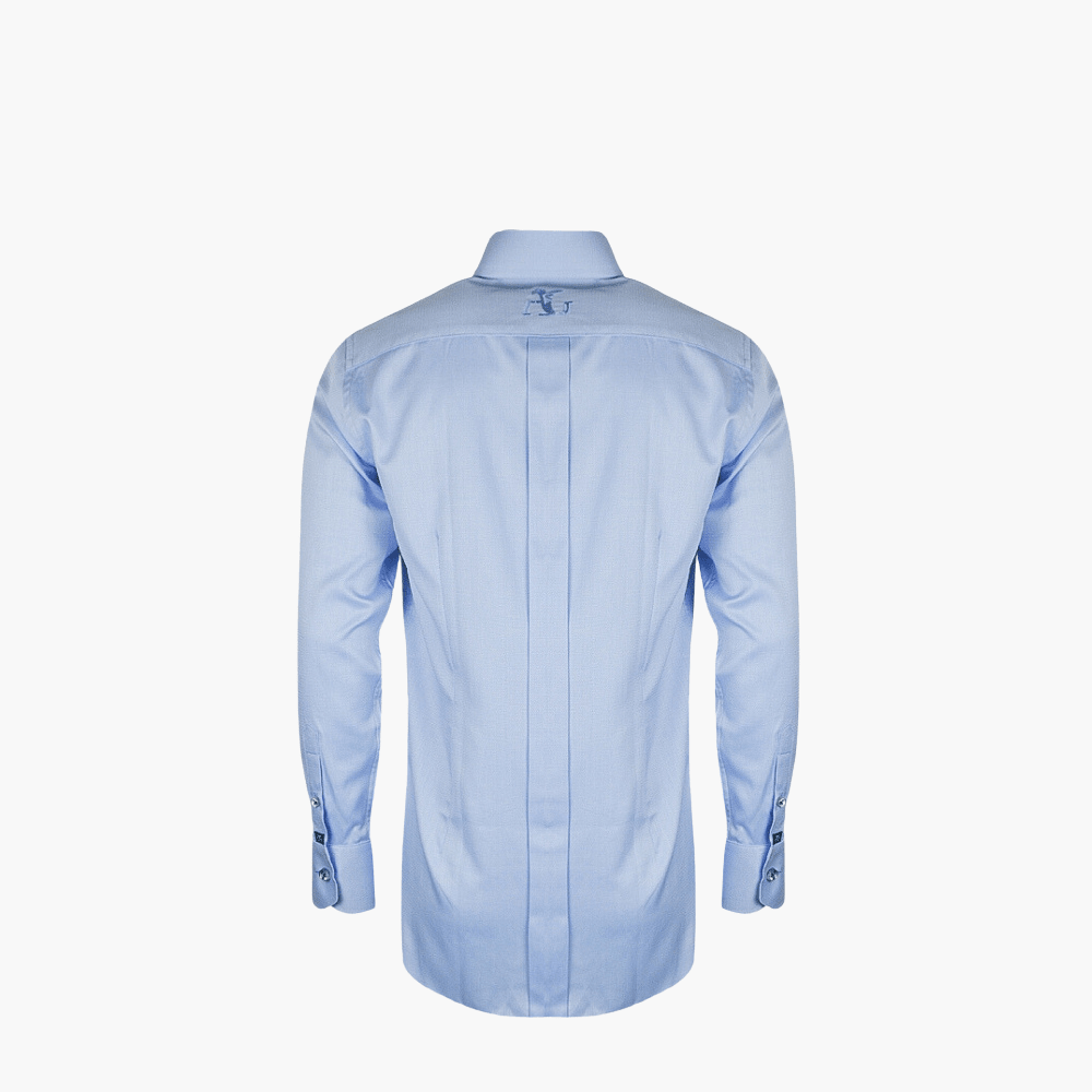 Light Blue Herringbone Twill Mason Shirt - Angelo Galasso - Luxury Italian Menswear London