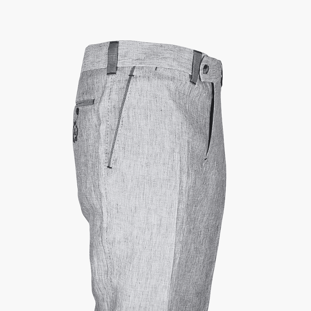 Grey Linen Alloro Trousers - Angelo Galasso - Luxury Italian Menswear London