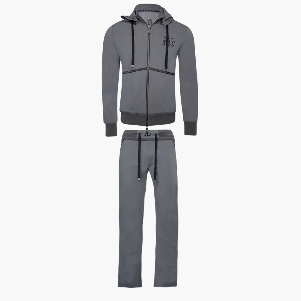 Grey & Metallic Black AG Logo Tracksuit - Angelo Galasso - Luxury Italian Menswear London