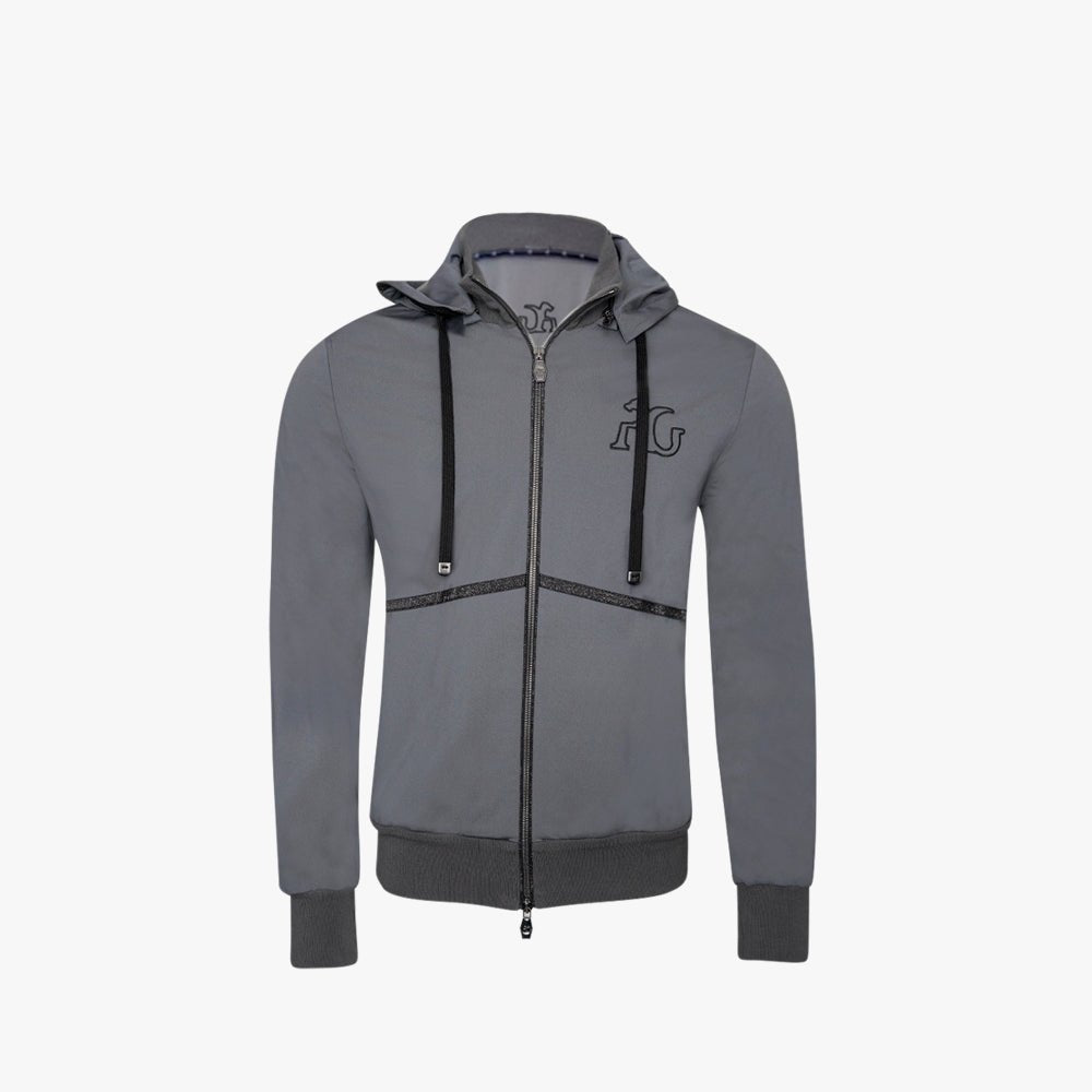 Grey & Metallic Black AG Logo Tracksuit - Angelo Galasso - Luxury Italian Menswear London