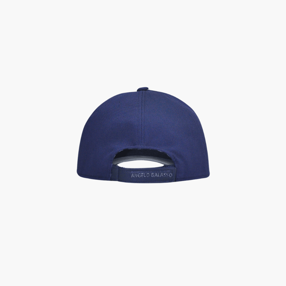 Blue AG Leather Baseball Cap - Angelo Galasso - Luxury Italian Menswear London