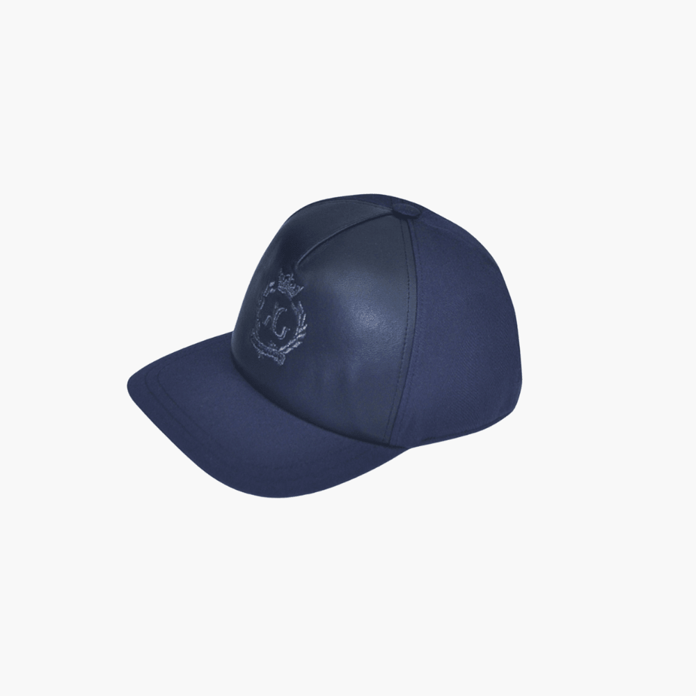 Blue Alloro Leather Baseball Cap - Angelo Galasso - Luxury Italian Menswear London