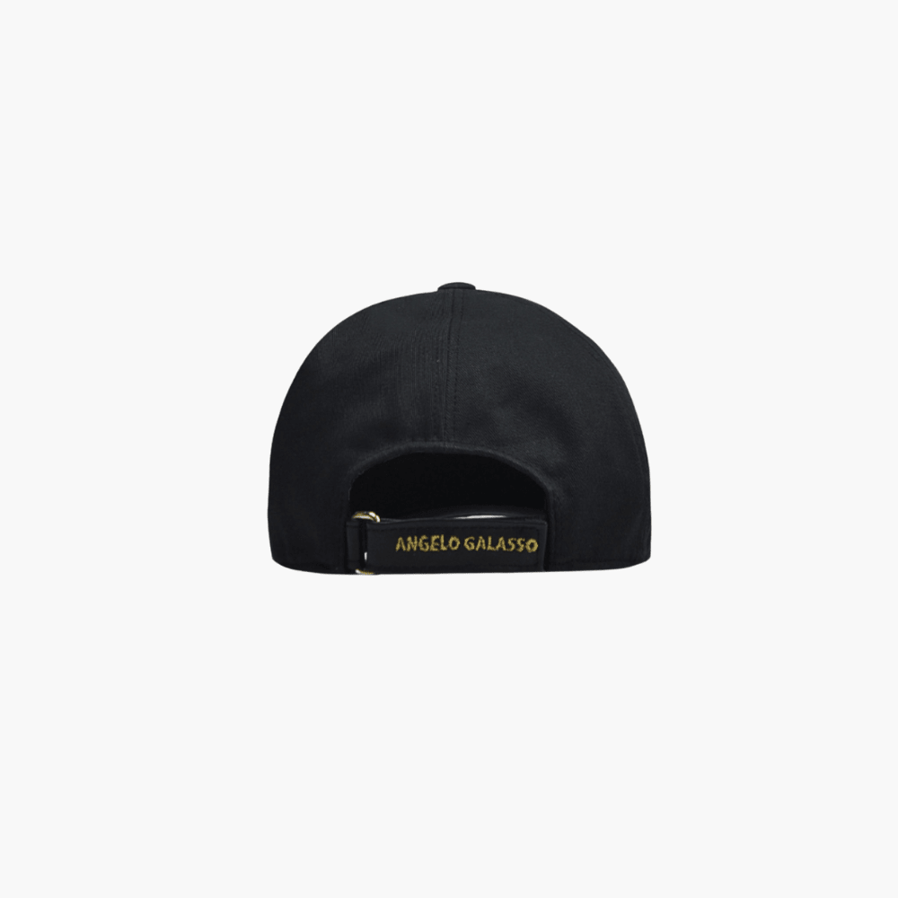 Black Alloro Leather Baseball Cap - Angelo Galasso - Luxury Italian Menswear London